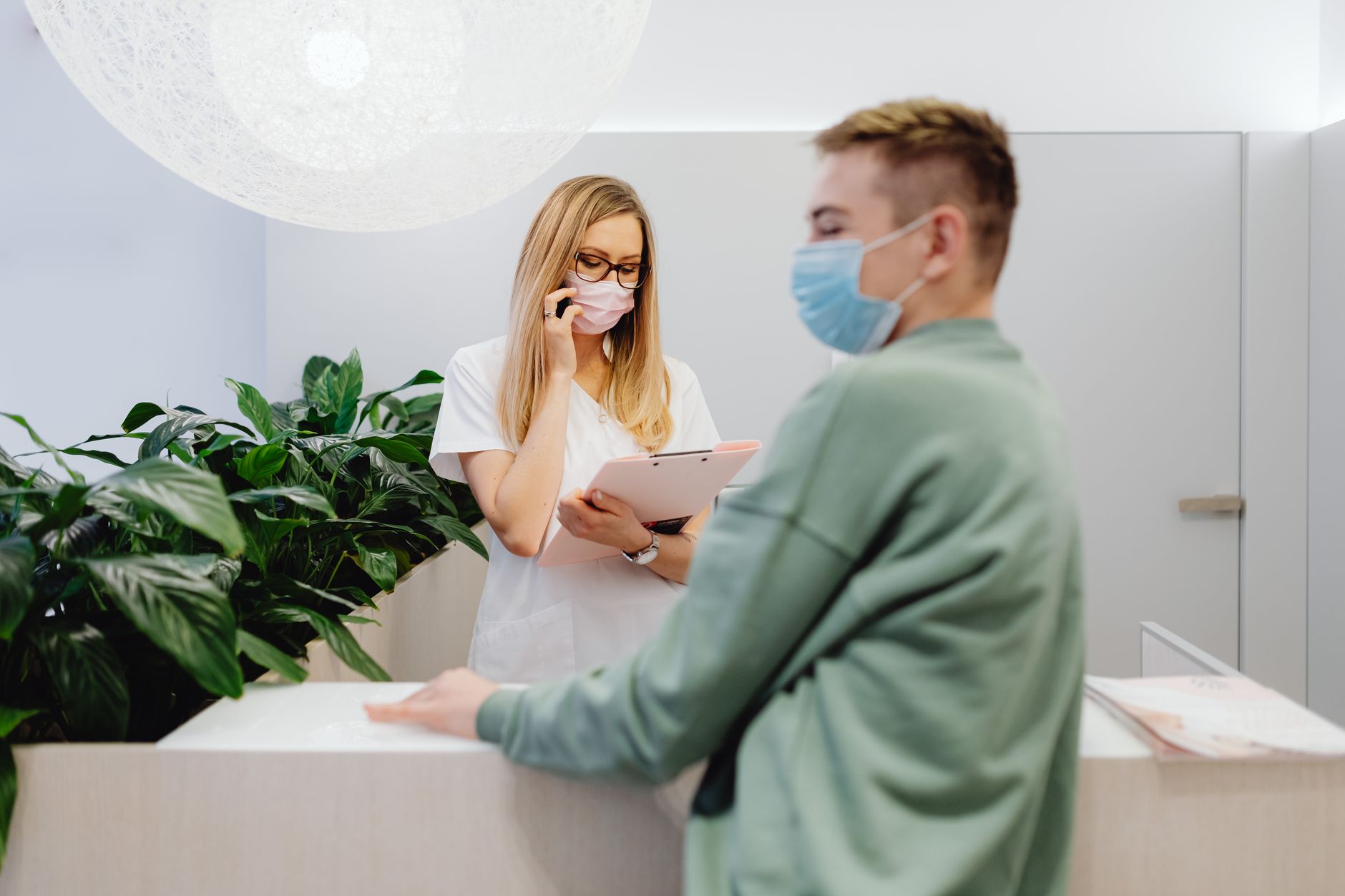 Modern international clinic reception area welcoming patients from abroad