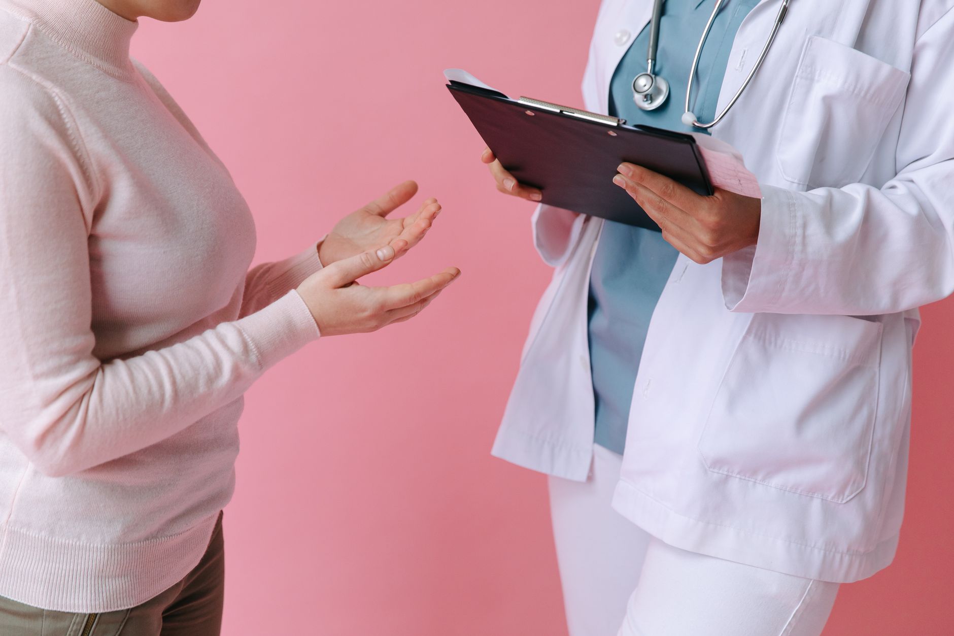 A clinic coordinator conducting a video consultation with a UK patient considering treatment abroad